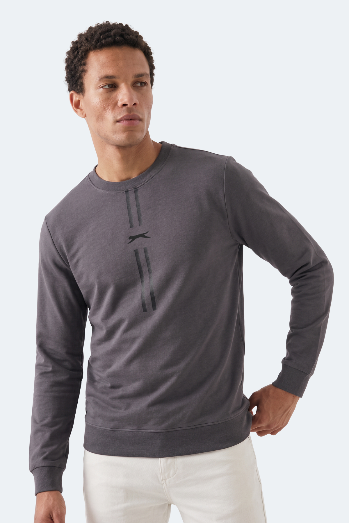 SLAZENGER GABINO I Erkek Koyu Gri Sweatshırt görsel 5