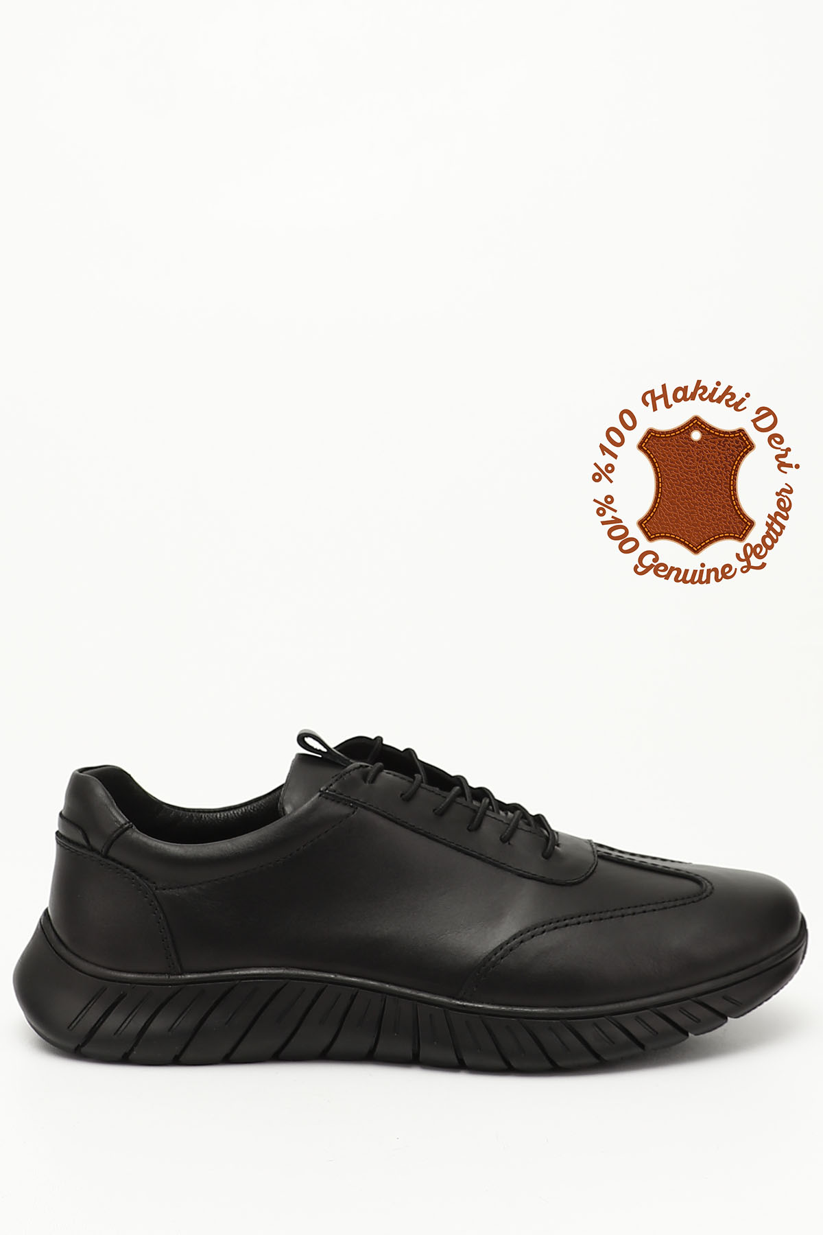 GÖNDERİ(R) ZÜMRÜT-SİYAH Hakiki Deri Yuvarlak Burun Günlük Bağcıklı Erkek Sneaker 42600