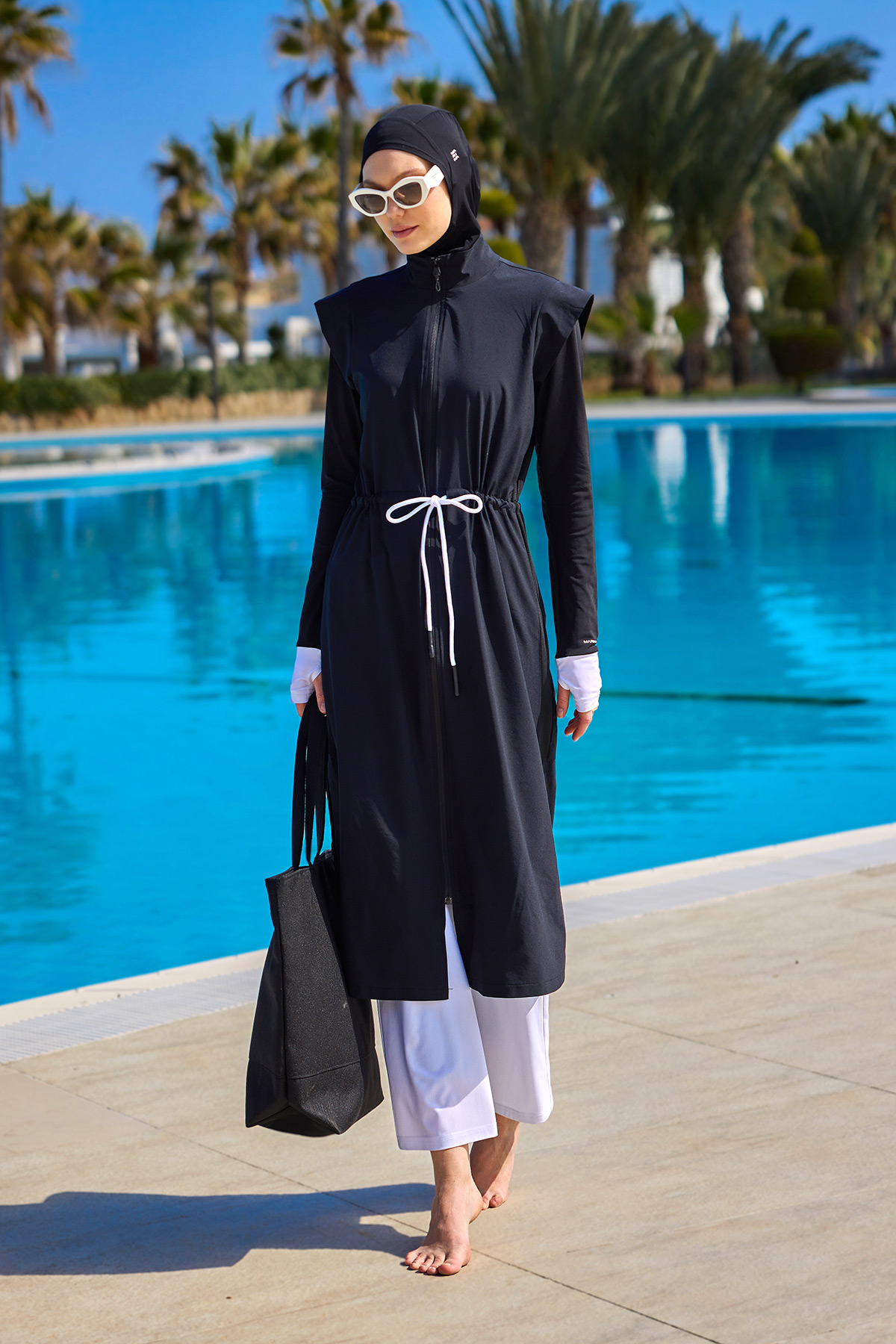 Marina Elastanlı Siyah Tam Kapalı Tesettür Mayo 4 lü Set M2501 1 görsel 2