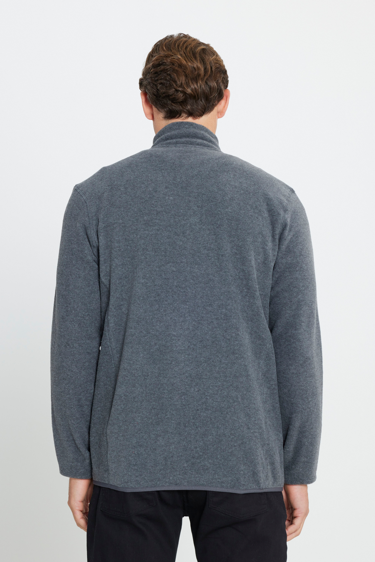 AC&Co / Altınyıldız Classics Erkek Antrasit Anti-Pilling Tüylenme Yapmayan Standart Fit Bato Yaka Sweatshirt Polar Ceket görsel 5