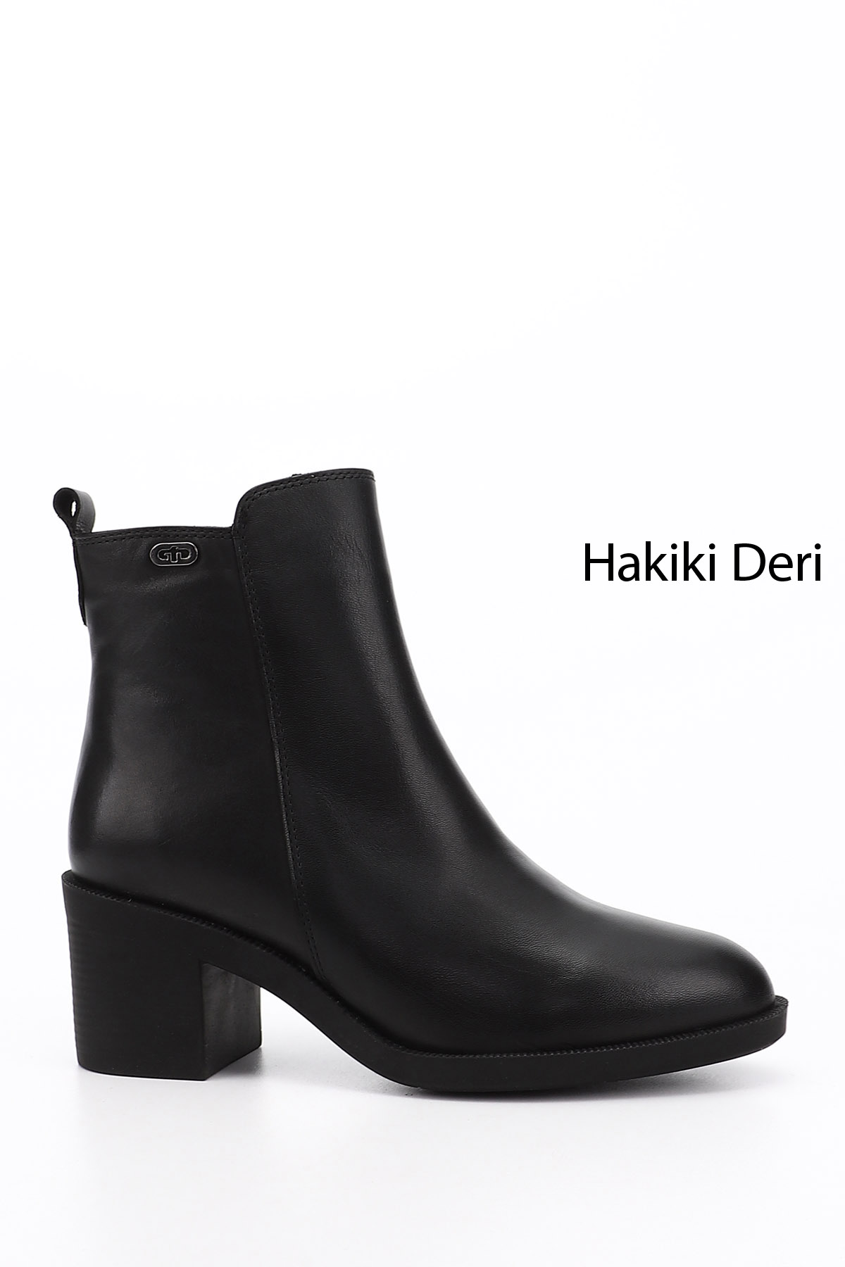GÖNDERİ(R) Kadın ZÜMRÜT-SİYAH Fermuarlı Kalın Topuklu Hakiki Deri Bot