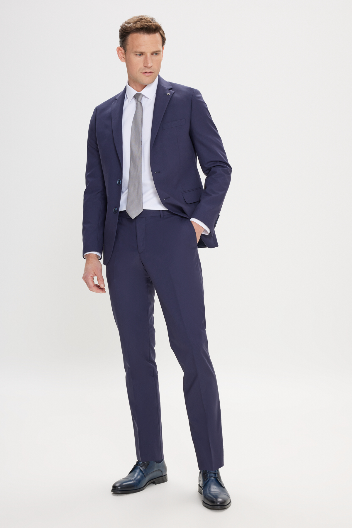 AC&Co / Altınyıldız Classics Erkek Lacivert Slim Fit Dar Kesim Mono Yaka Takım Elbise