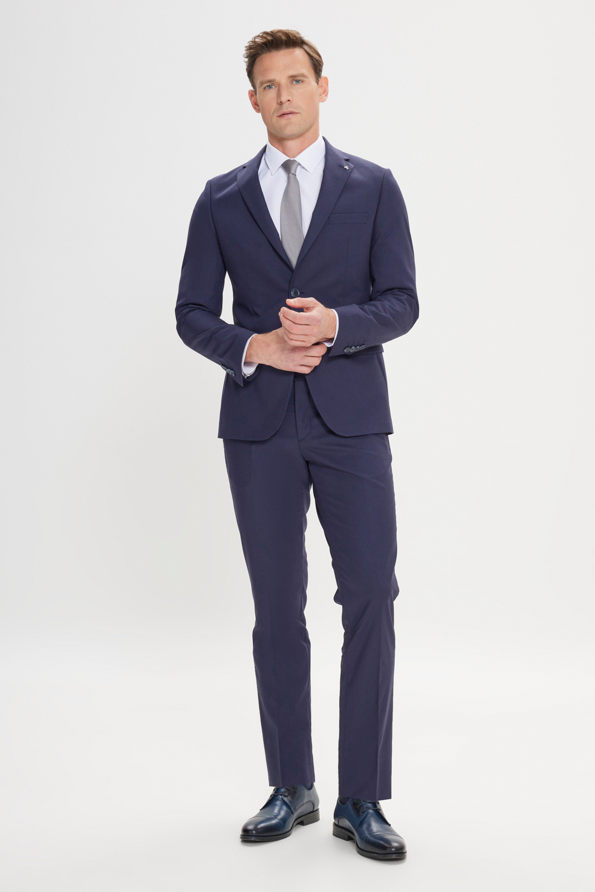 AC&Co / Altınyıldız Classics Erkek Lacivert Slim Fit Dar Kesim Mono Yaka Takım Elbise görsel 2