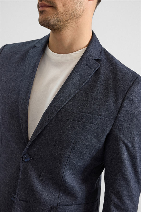 Süvari Lacivert Slim Mono Yaka Düz Torba Cep 6 Drop Takım Elbise görsel 4