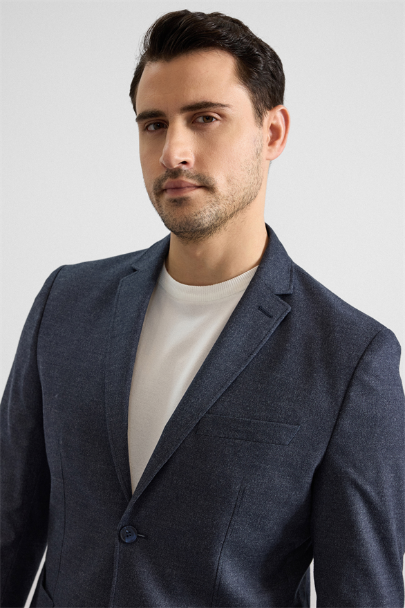 Süvari Lacivert Slim Mono Yaka Düz Torba Cep 6 Drop Takım Elbise görsel 5