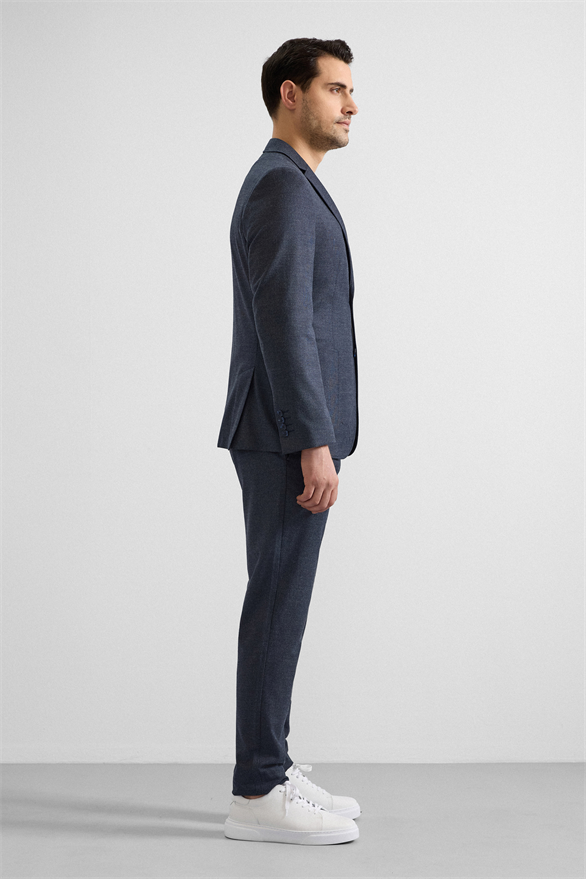Süvari Lacivert Slim Mono Yaka Düz Torba Cep 6 Drop Takım Elbise görsel 6