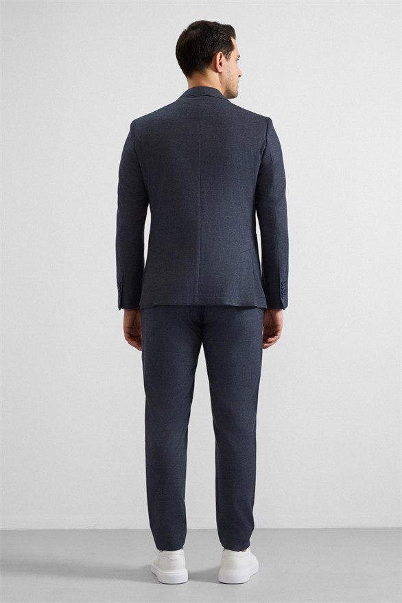 Süvari Lacivert Slim Mono Yaka Düz Torba Cep 6 Drop Takım Elbise görsel 7