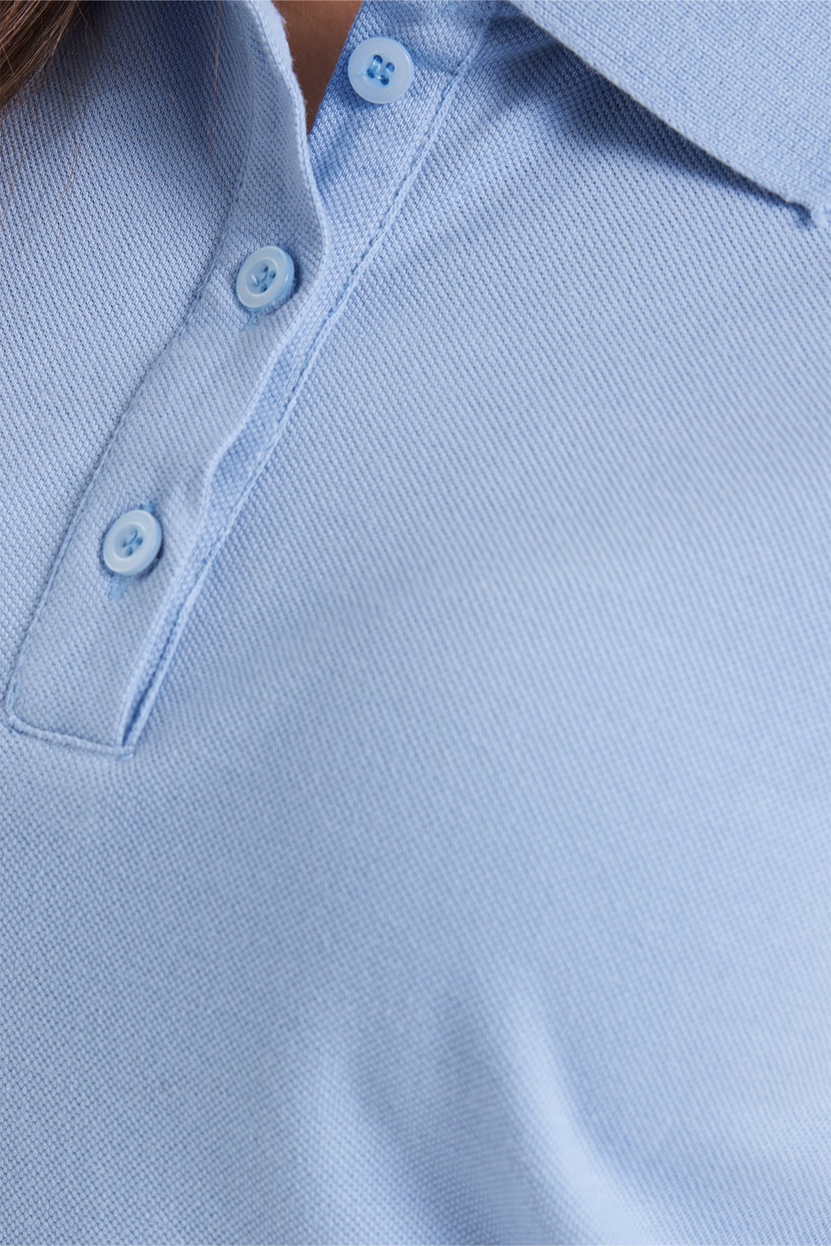 TUDORS Kadın Slim Fit Dar Kesim %100 Pamuk Polo Yaka Mavipike Tişört görsel 6