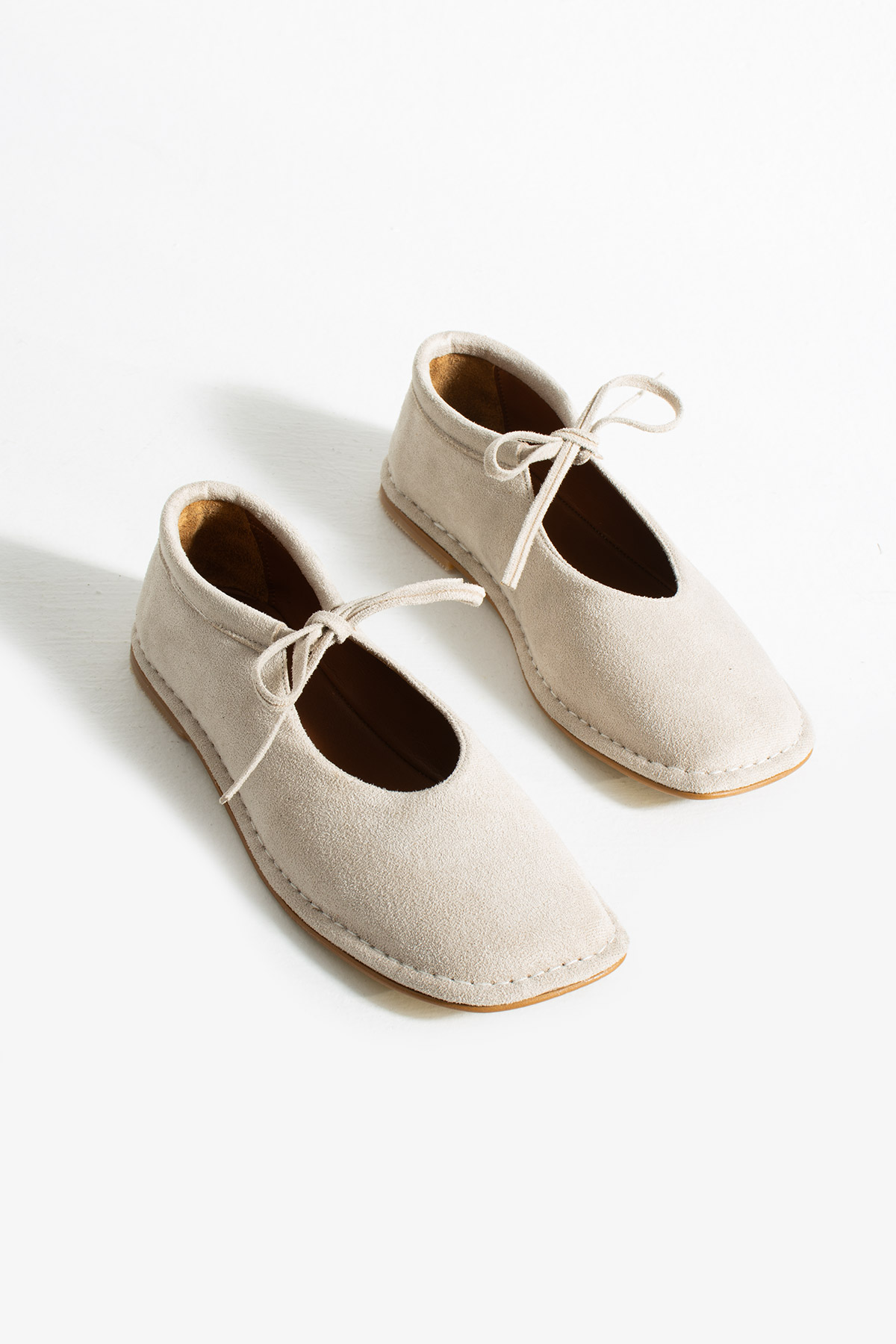 DUXAL SHOES Brendon Düğüm Detaylı Konfor Hakiki Deri İçi Bağcıklı Kadın Babet Ayakkabı
