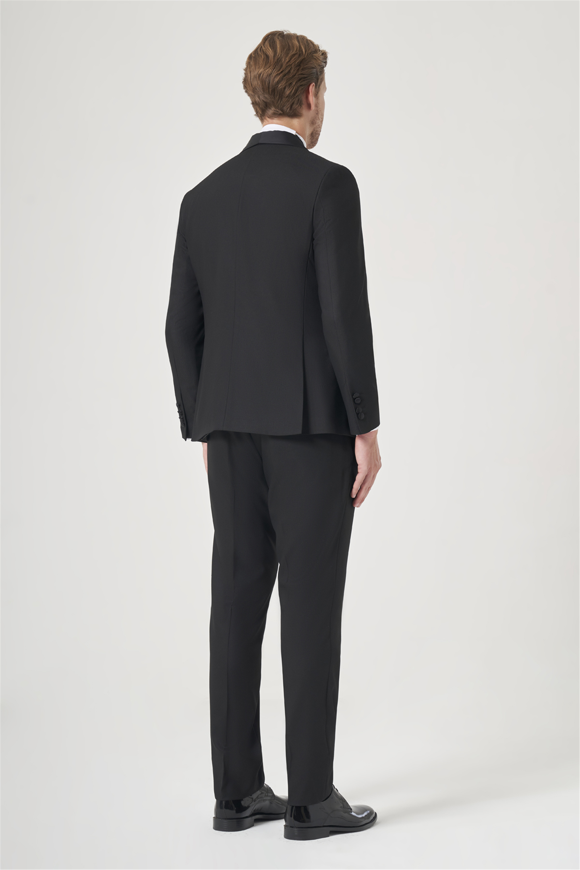 İMZA Siyah Kırlangıç Yaka Düz Desen 6 Drop Slim Fit Yelekli Damatlık Takım Elbise 1001260206 görsel 5