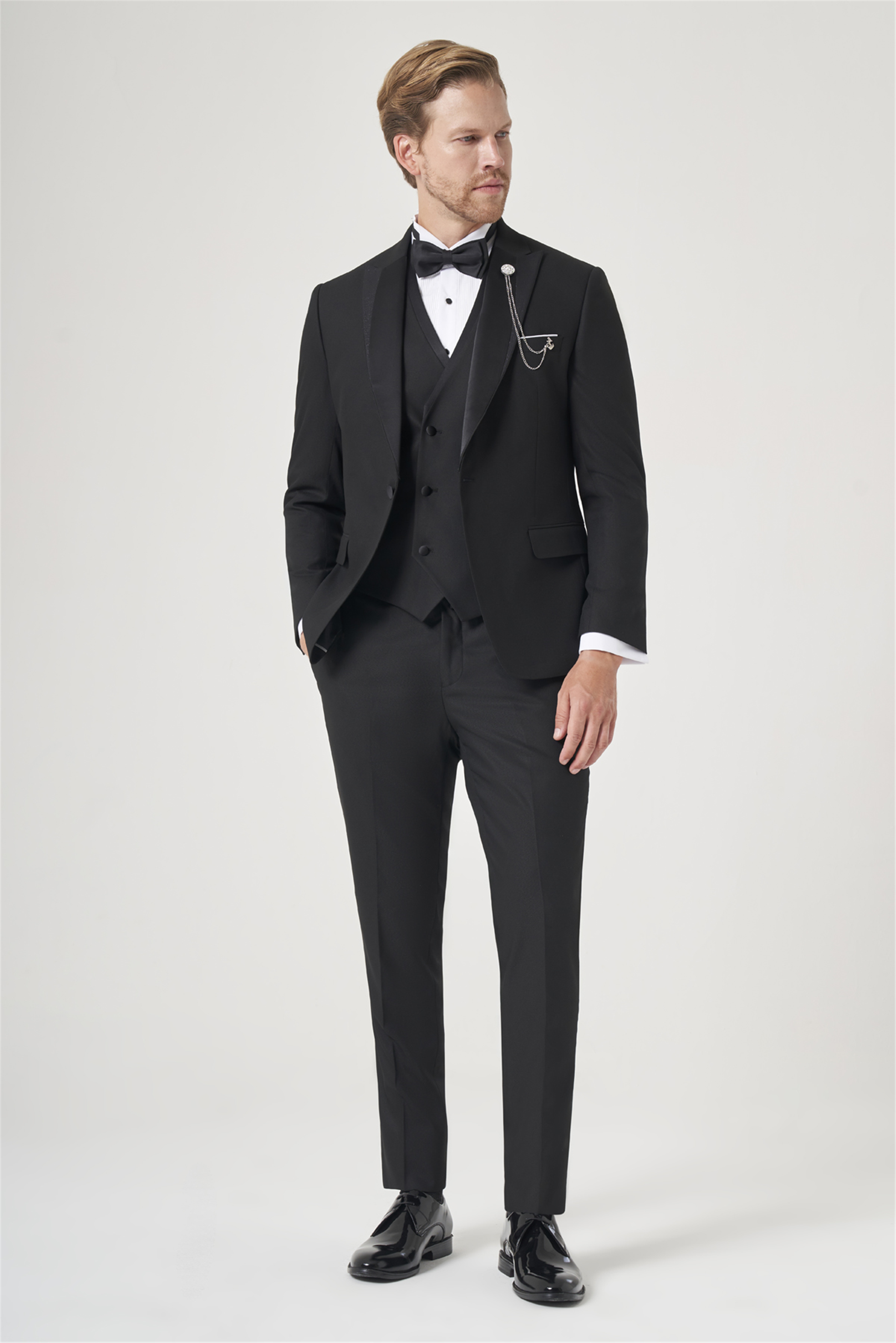 İMZA Siyah 6 Drop Slim Fit Esnek Yelekli Damatlık 1001260393