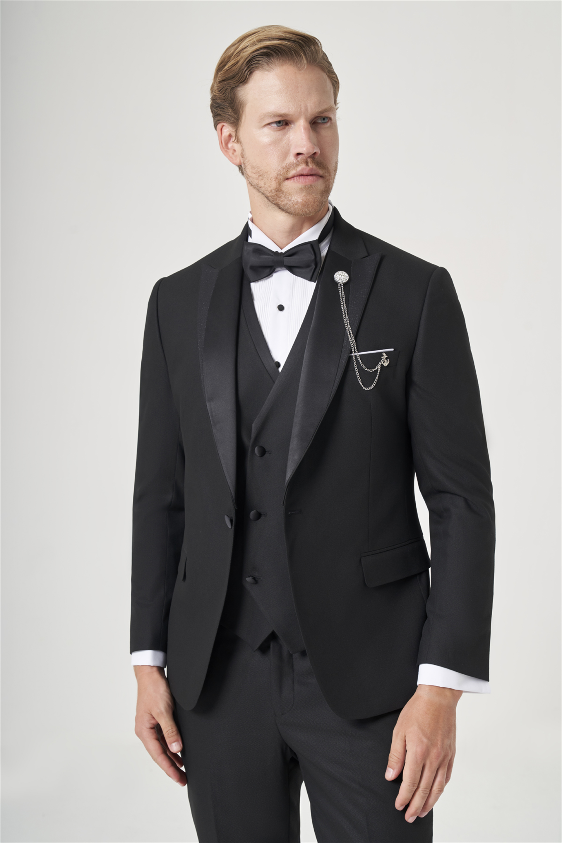 İMZA Siyah 6 Drop Slim Fit Esnek Yelekli Damatlık 1001260393 görsel 2
