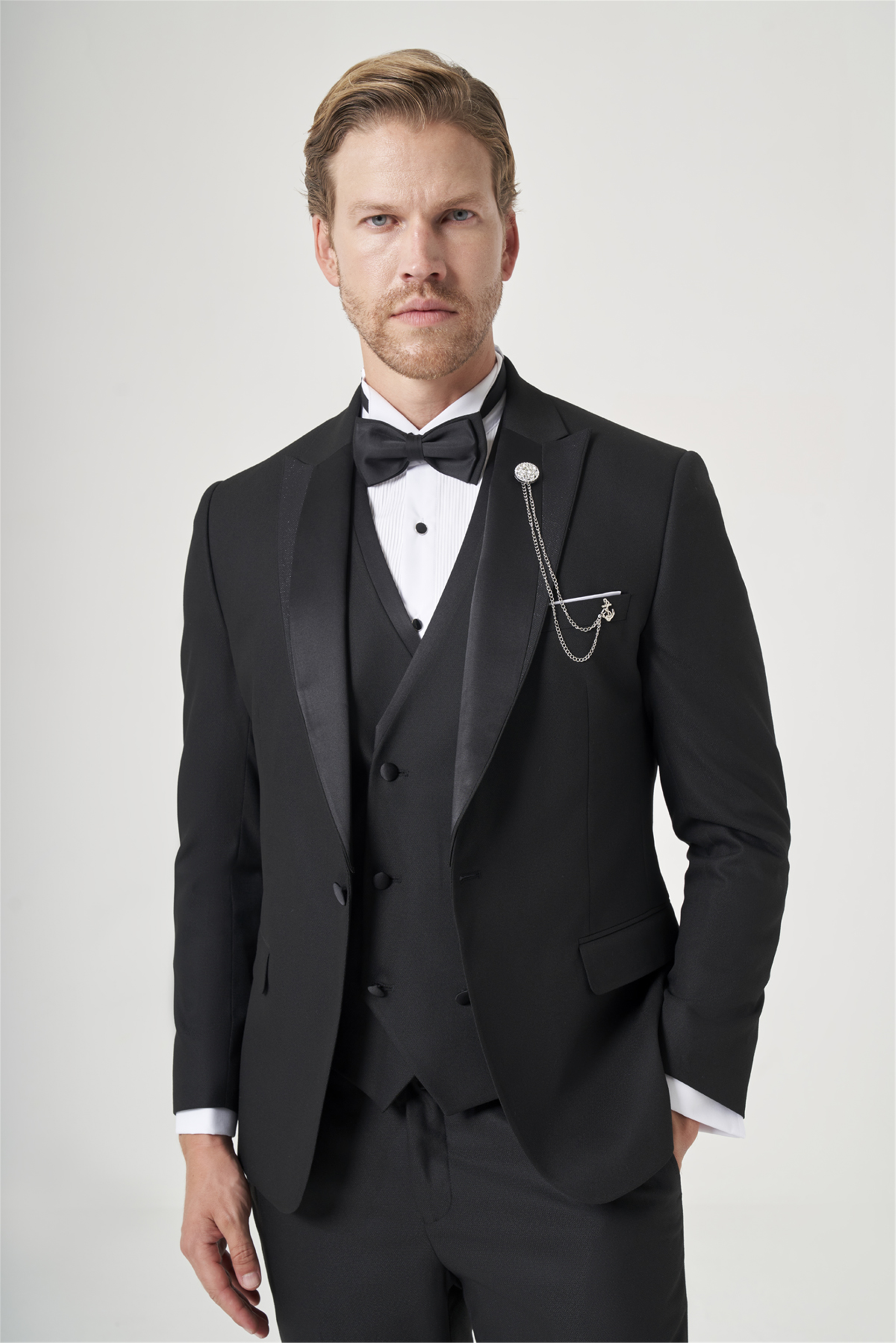 İMZA Siyah 6 Drop Slim Fit Esnek Yelekli Damatlık 1001260393 görsel 3