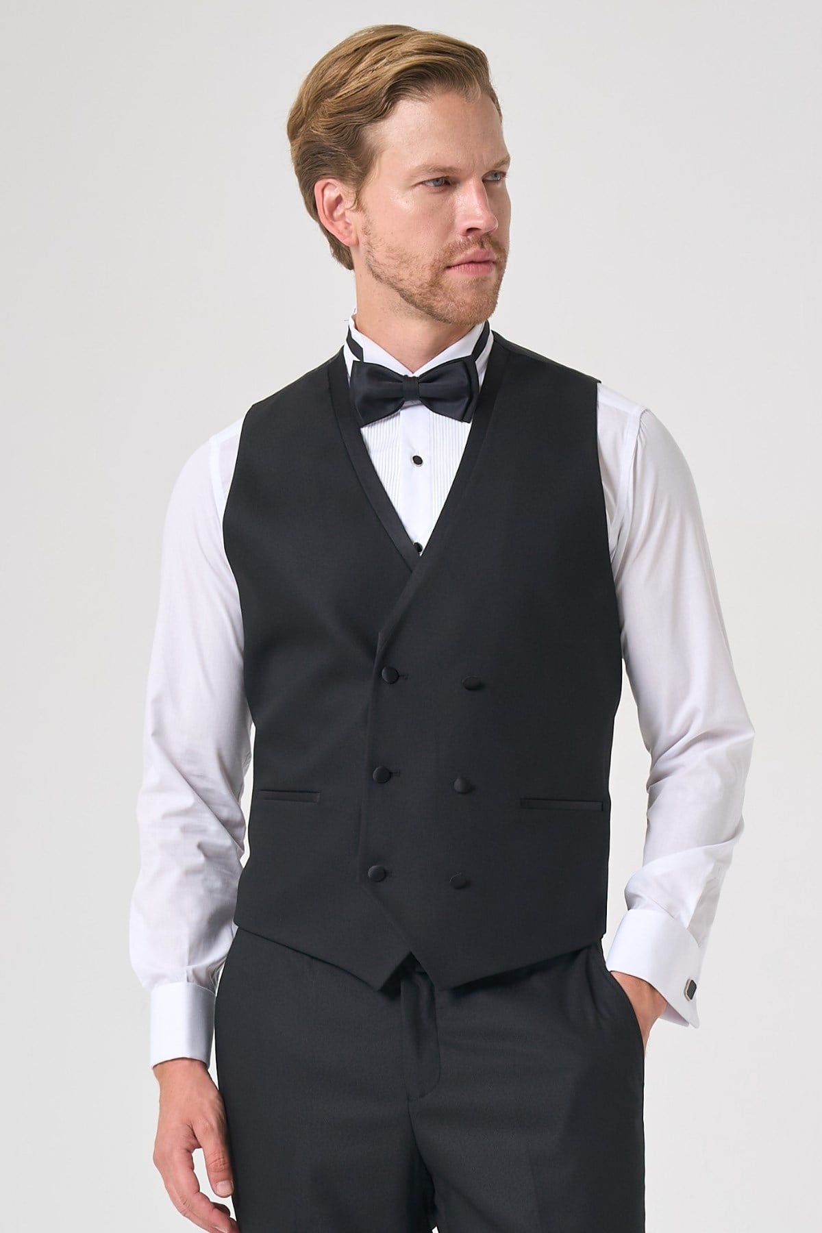 İMZA Siyah 6 Drop Slim Fit Esnek Yelekli Damatlık 1001260393 görsel 4