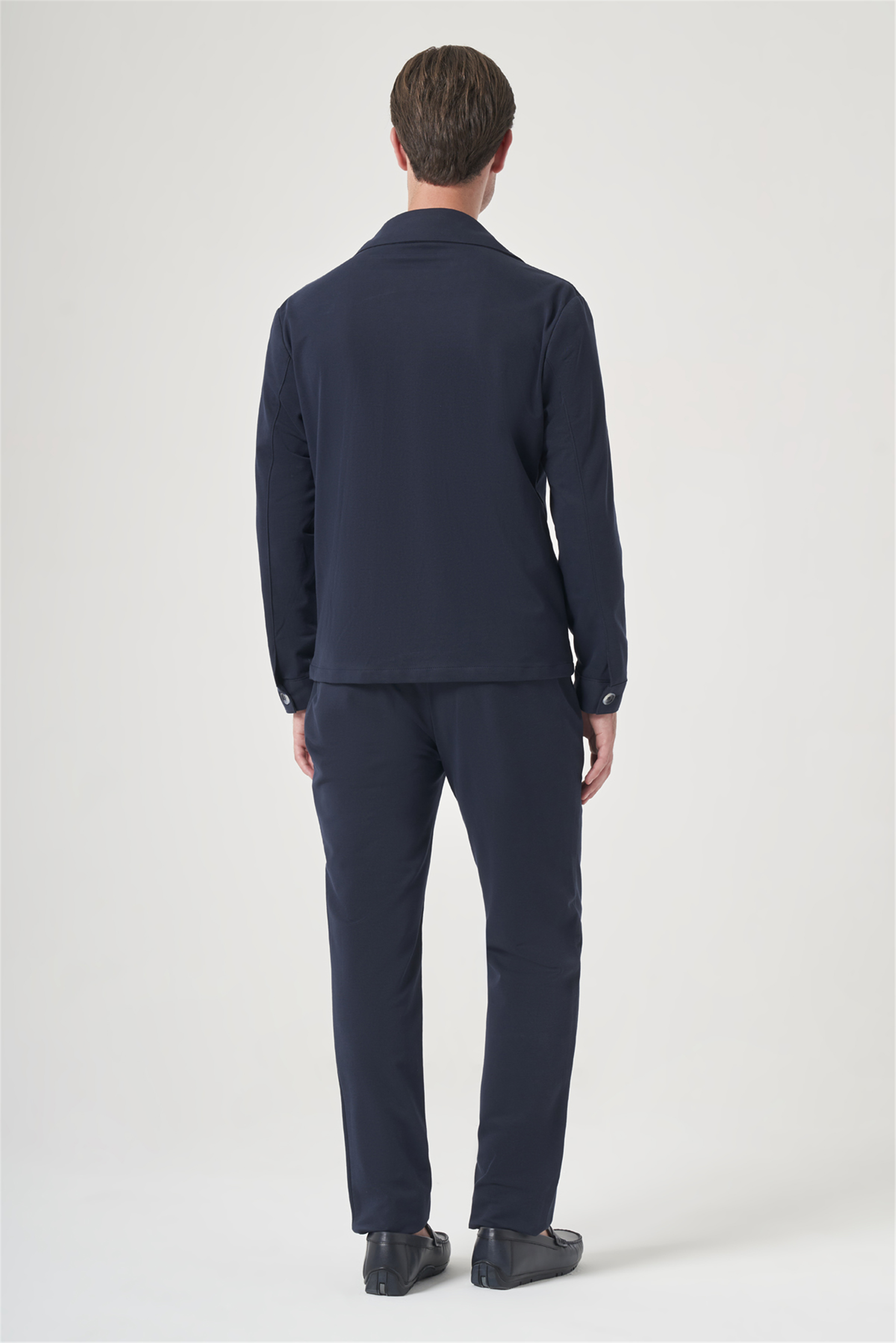 İMZA Lacivert Berberi Yaka Örme Beli Lastikli 6 Drop Slim Fit Astarsız Esnek Takım Elbise 1001260177 görsel 5