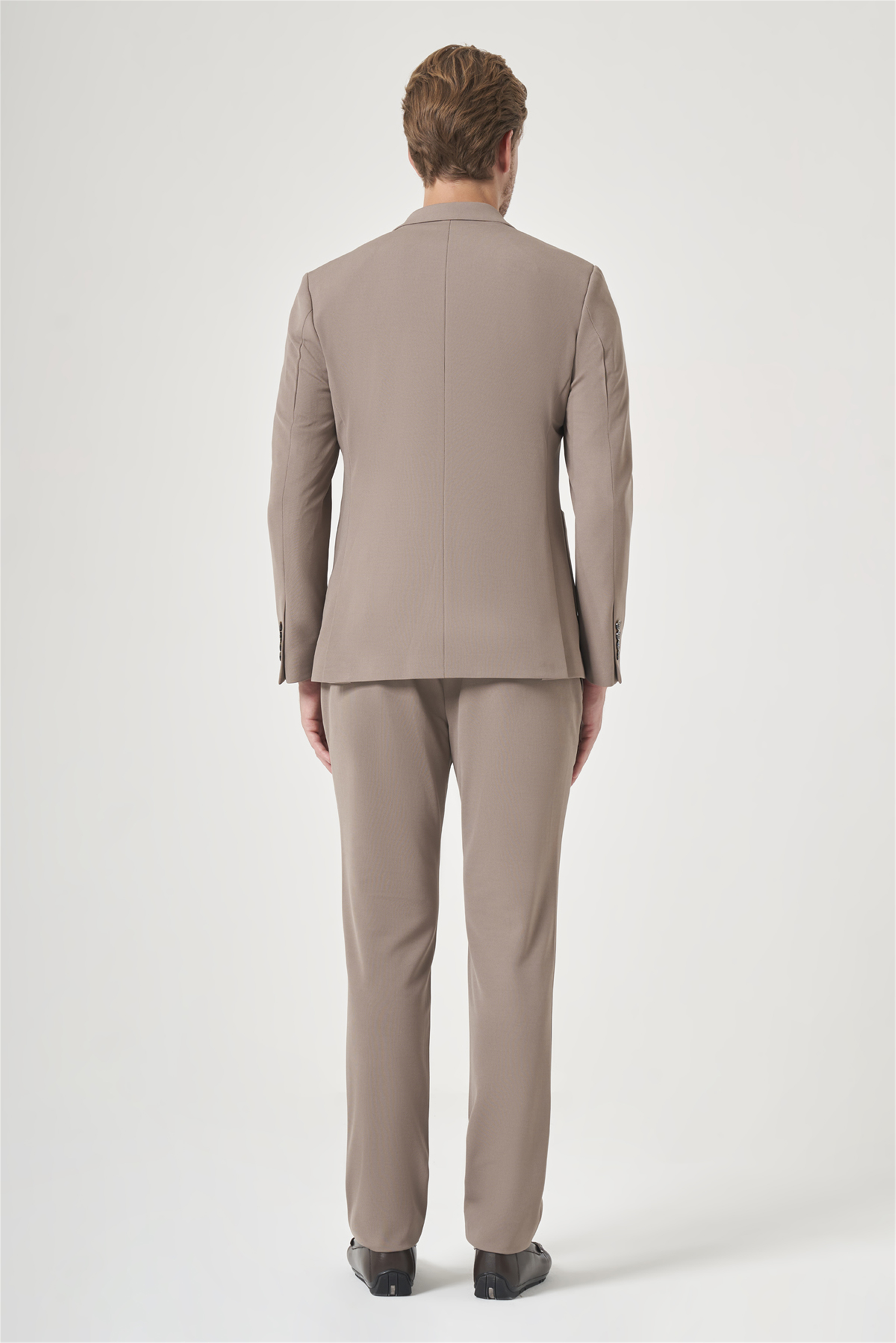 İMZA Kahverengi Mono Yaka 6 Drop Slim Fit Beli Lastikli Takım Elbise 1001260194 görsel 5