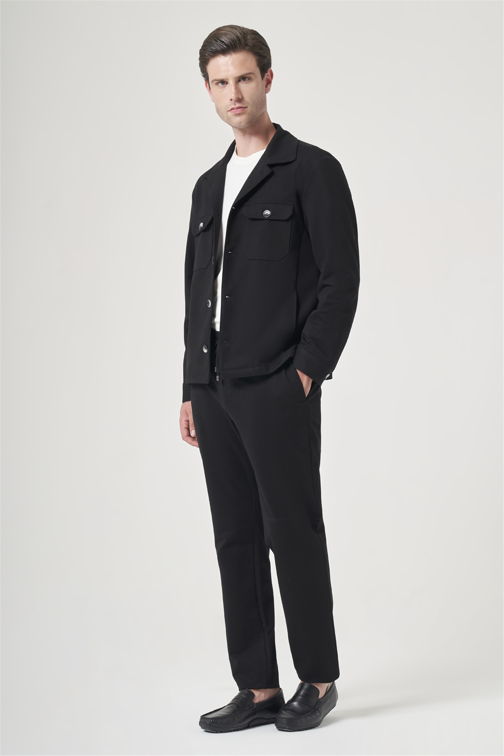 İMZA Siyah Berberi Yaka Örme Beli Lastikli 6 Drop Slim Fit Astarsız Esnek Takım Elbise 1001260177