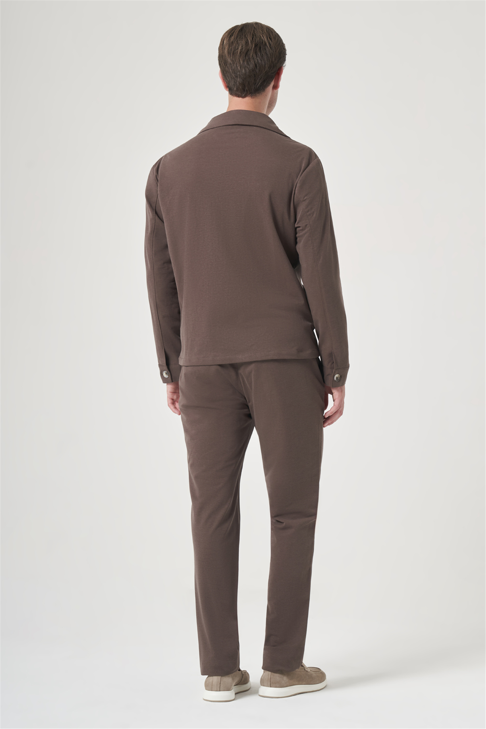 İMZA Kahverengi Berberi Yaka Örme Beli Lastikli 6 Drop Slim Fit Astarsız Esnek Takım Elbise 1001260177 görsel 5