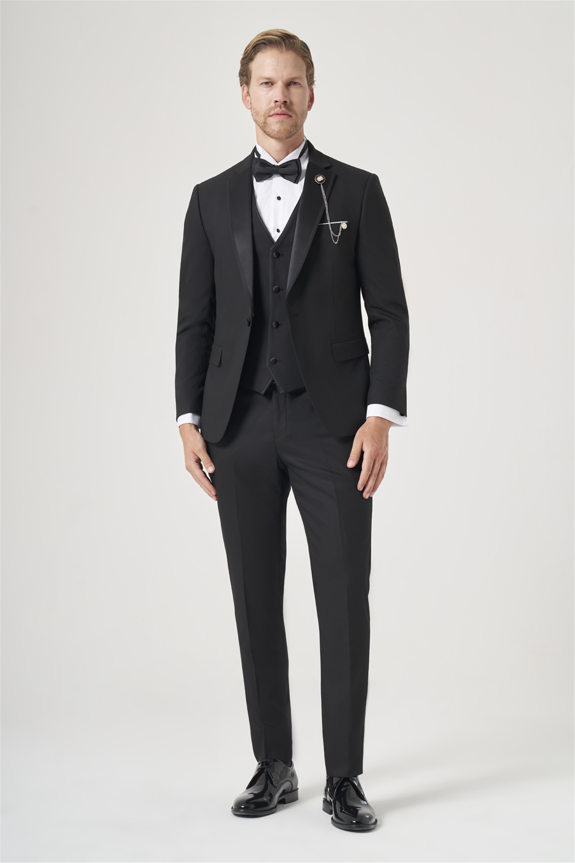İMZA Siyah 6 Drop Slim Fit Esnek Yelekli Damatlık 1001260301