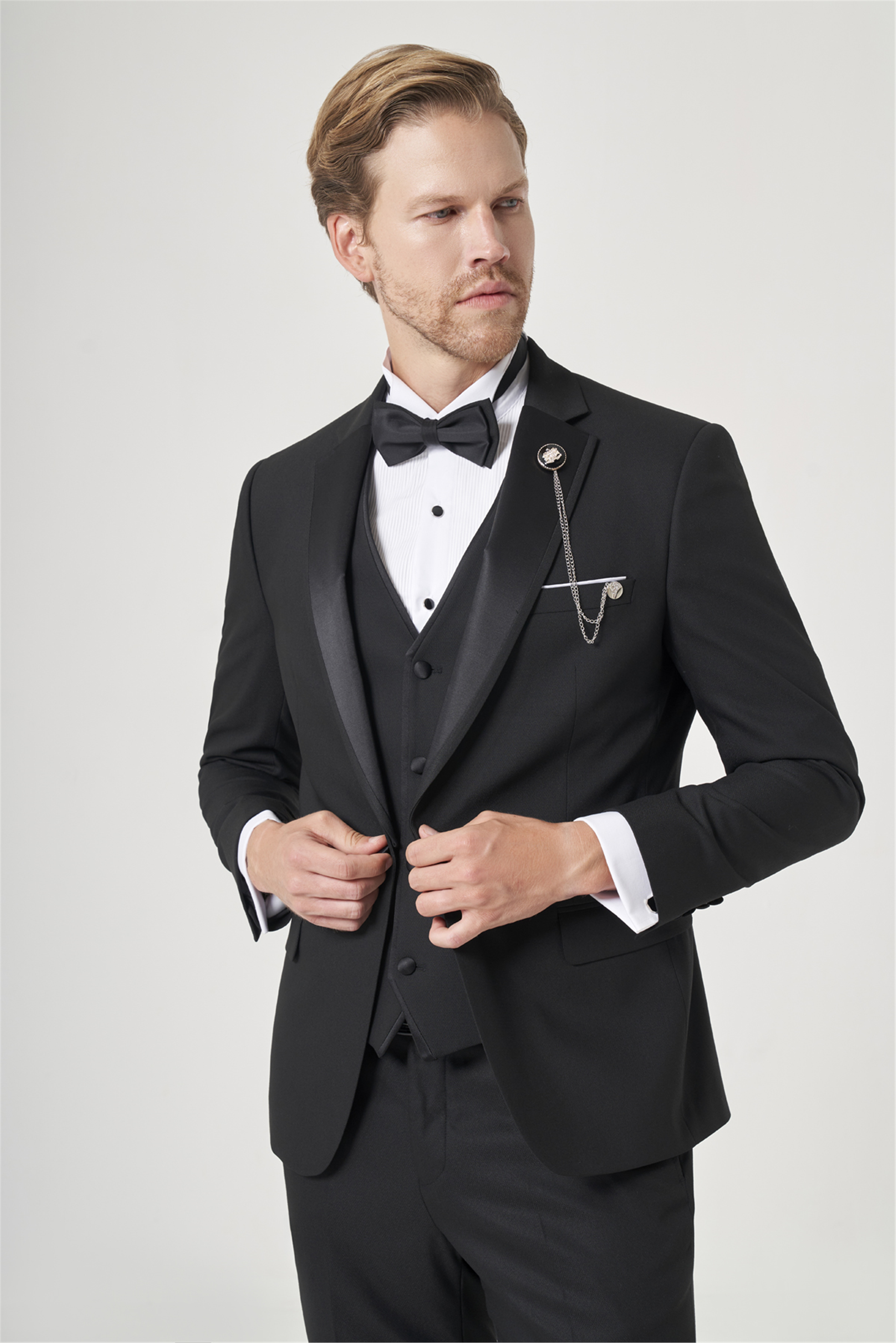 İMZA Siyah 6 Drop Slim Fit Esnek Yelekli Damatlık 1001260301 görsel 2