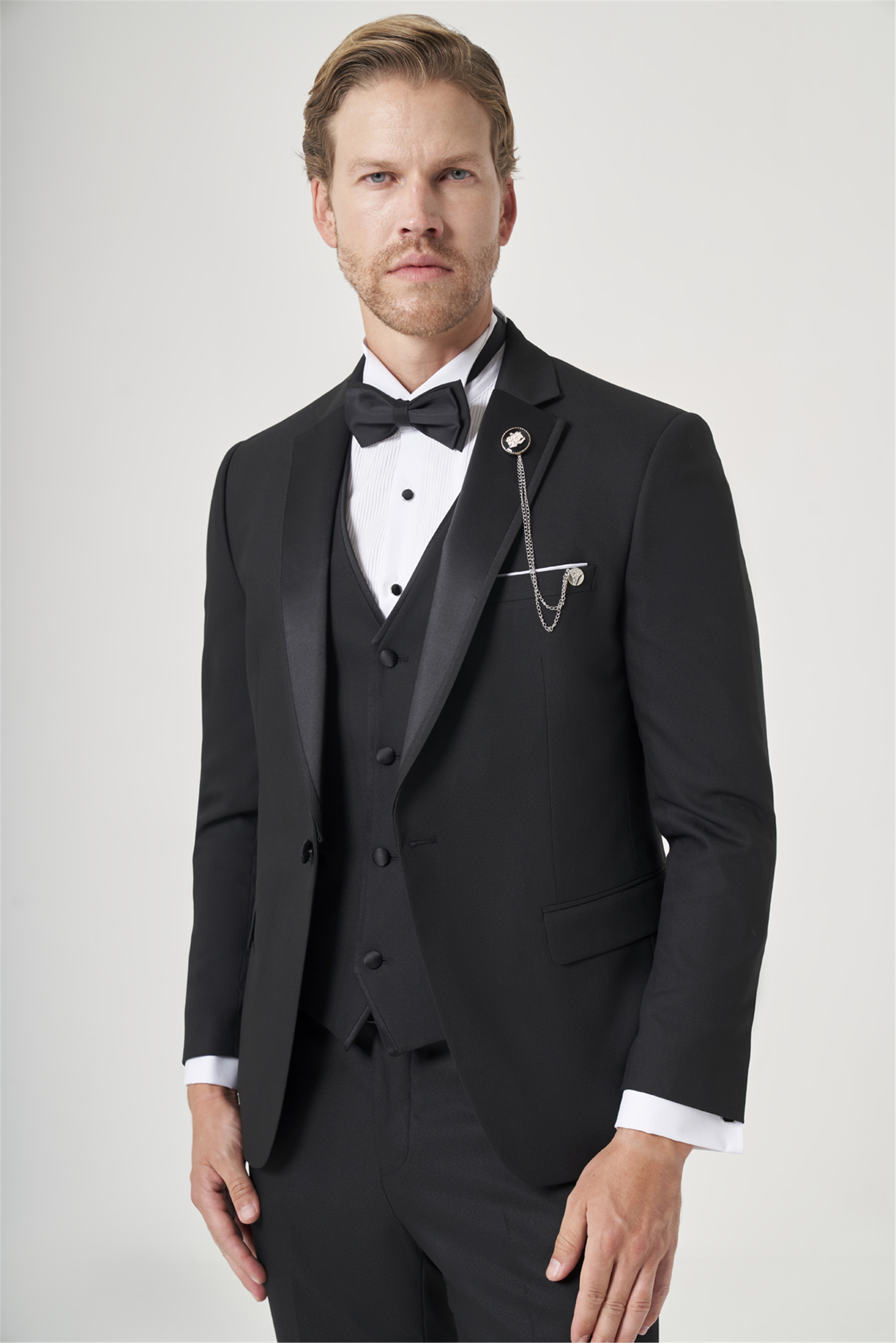 İMZA Siyah 6 Drop Slim Fit Esnek Yelekli Damatlık 1001260301 görsel 3