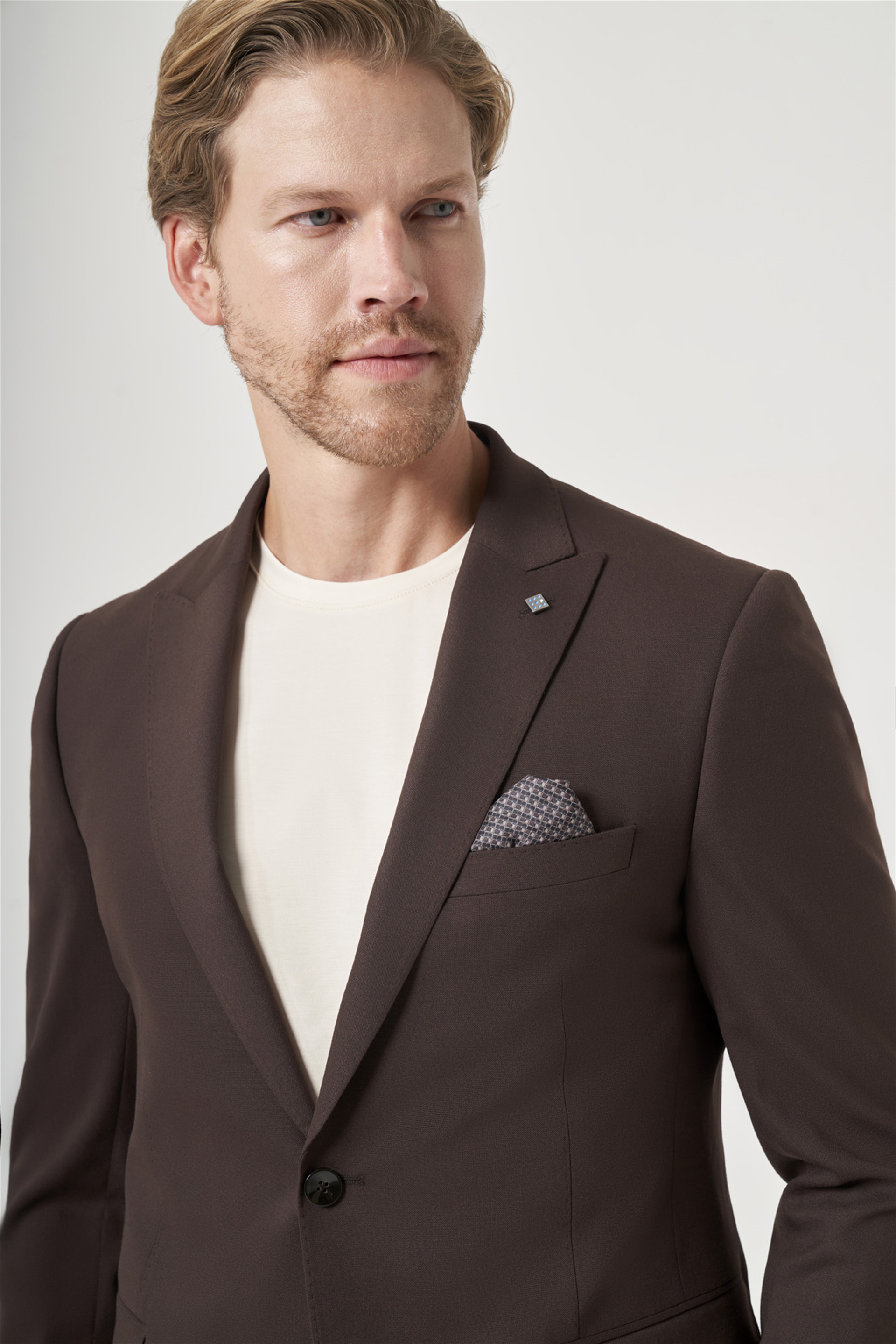 İMZA Kahverengi Kırlangıç Yaka 6 Drop Slim Fit Tam Astar Esnek Takım Elbise 1001260148 görsel 4
