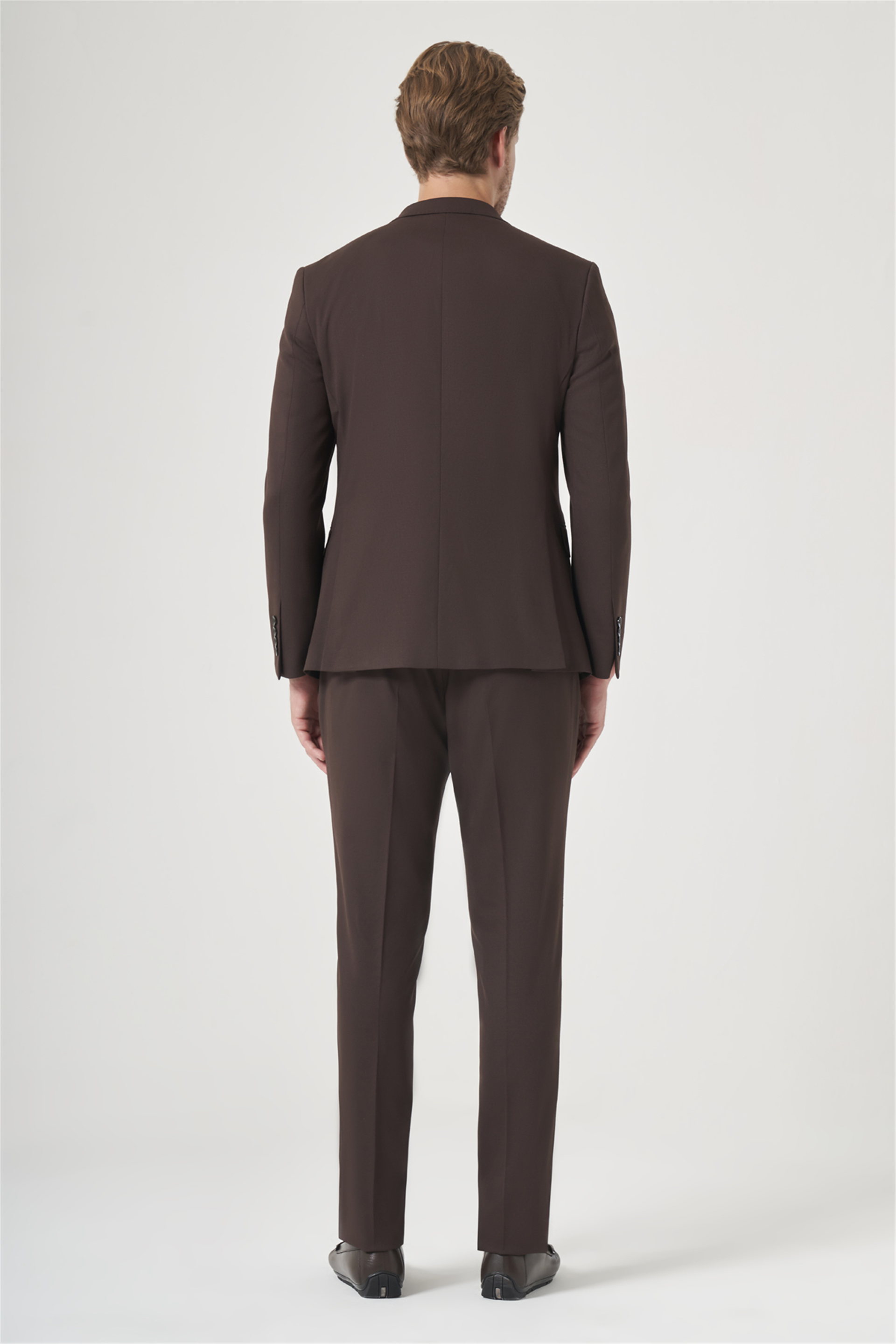 İMZA Kahverengi Kırlangıç Yaka 6 Drop Slim Fit Tam Astar Esnek Takım Elbise 1001260148 görsel 5