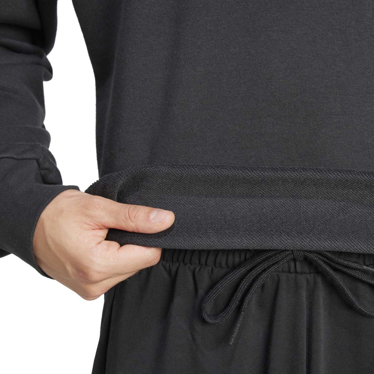 Adidas 3 Stripes French Terry Erkek Siyah Bisiklet Yaka Sweatshirt görsel 4