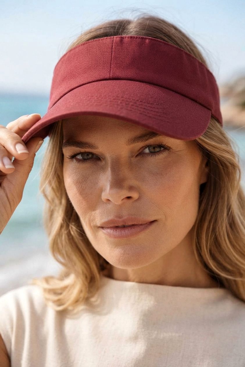 Marina Vizör - Tenisçi - Golf Siperlik Şapka Bordo SPK2601-3