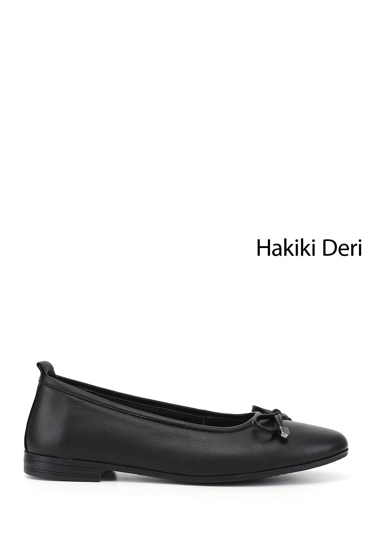 GÖNDERİ(R) Kadın SİYAH Fiyonklu Hakiki Deri Babet