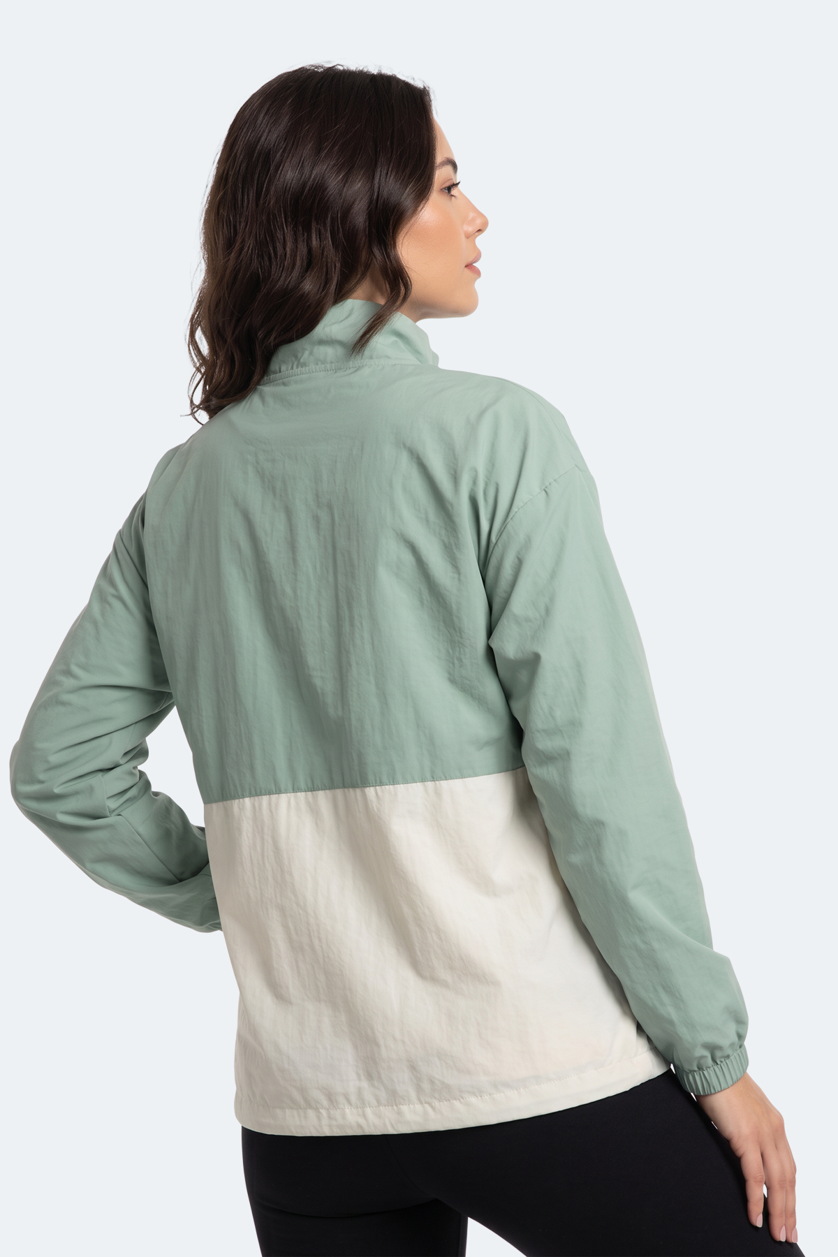 SLAZENGER RESTORED Kadın Dik Yaka Fermuarlı Oversıze Su Yeşili Rüzgarlık görsel 7