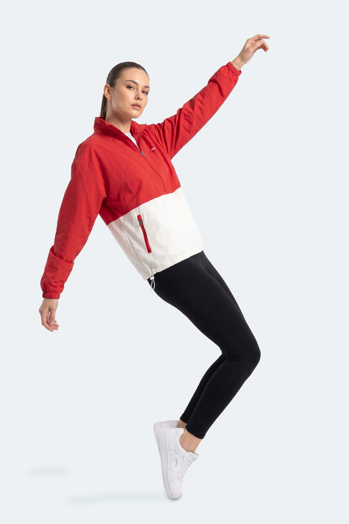 SLAZENGER RYDER I Kadın Dik Yaka Fermuarlı Oversıze Kırmızı Rüzgarlık görsel 6
