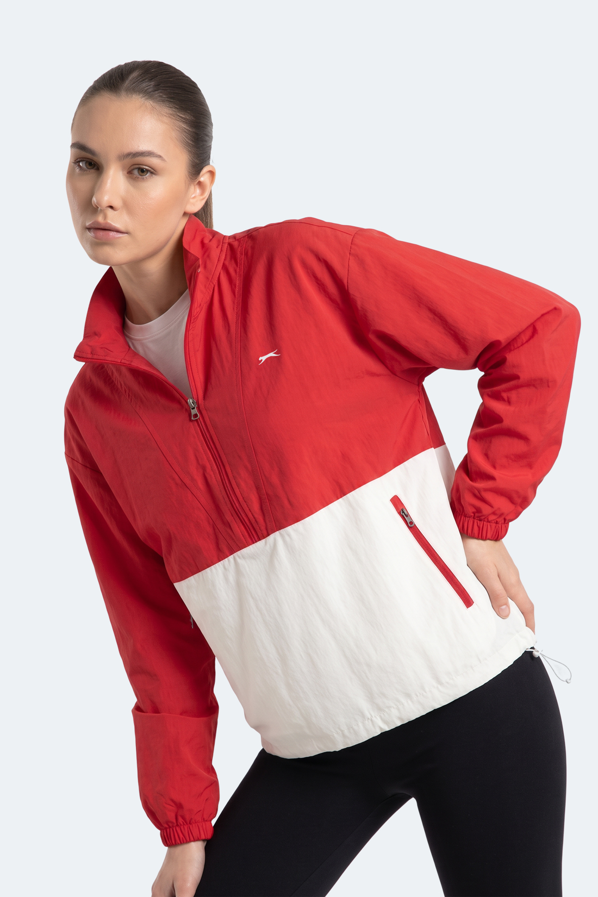 SLAZENGER RYDER I Kadın Dik Yaka Fermuarlı Oversıze Kırmızı Rüzgarlık görsel 8