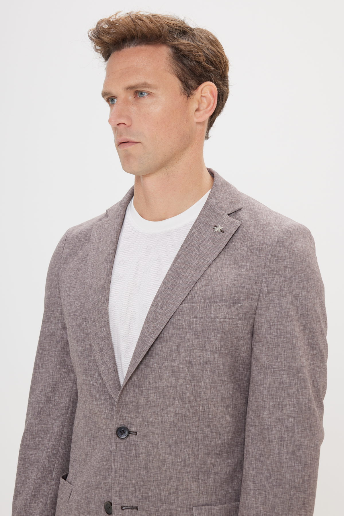 Altınyıldız Classics Erkek Vizon Slim Fit Mono Yaka Beli Bağlamalı Desenli Takım Elbise görsel 5
