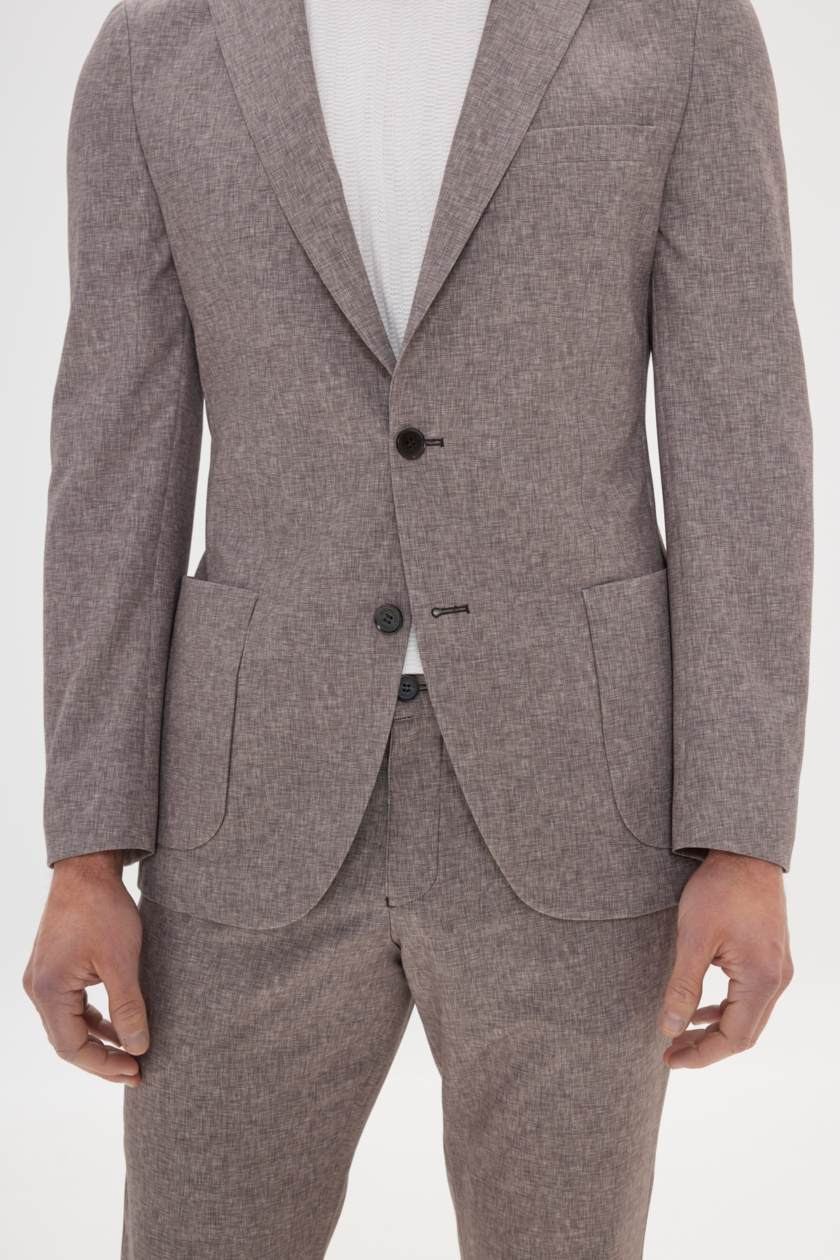 Altınyıldız Classics Erkek Vizon Slim Fit Mono Yaka Beli Bağlamalı Desenli Takım Elbise görsel 7