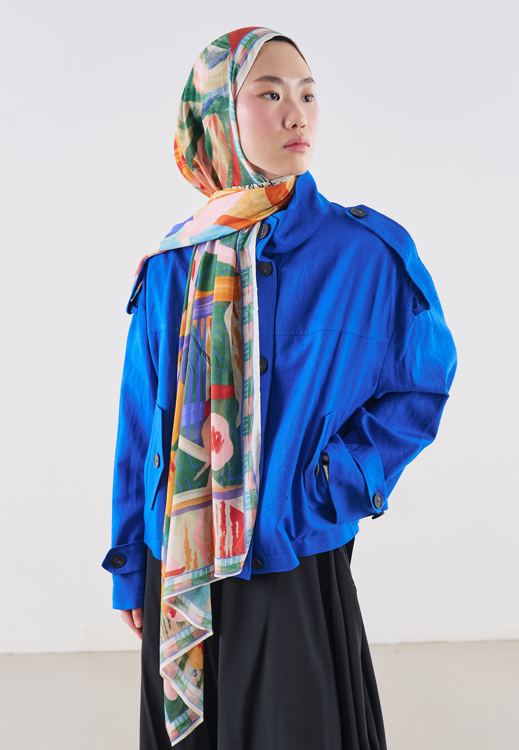 Fresh Scarfs Floral Fiesta Desen Rami Viskon Şal Yeşil