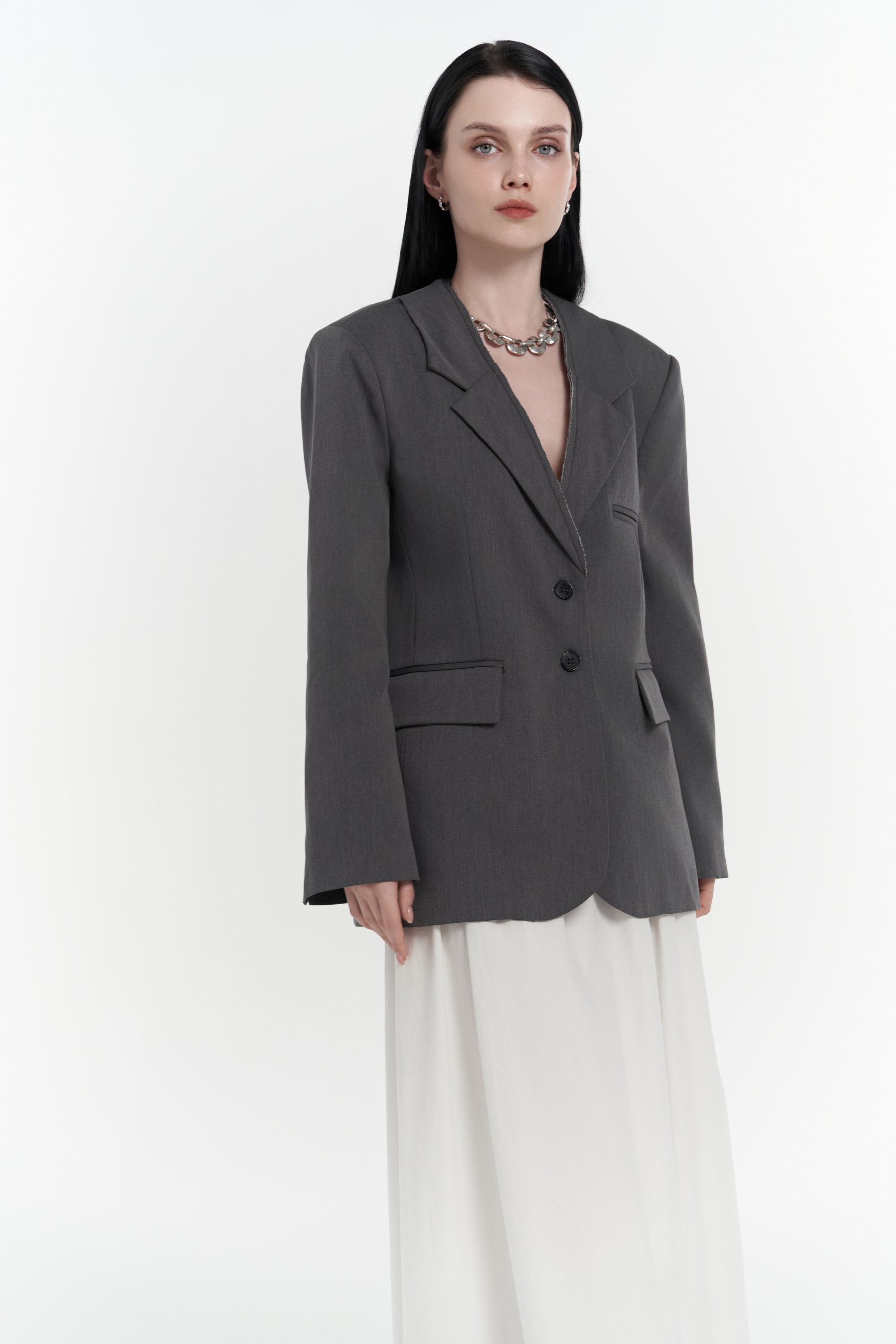Mai Collection Volda Yaka Detay Antrasit Blazer