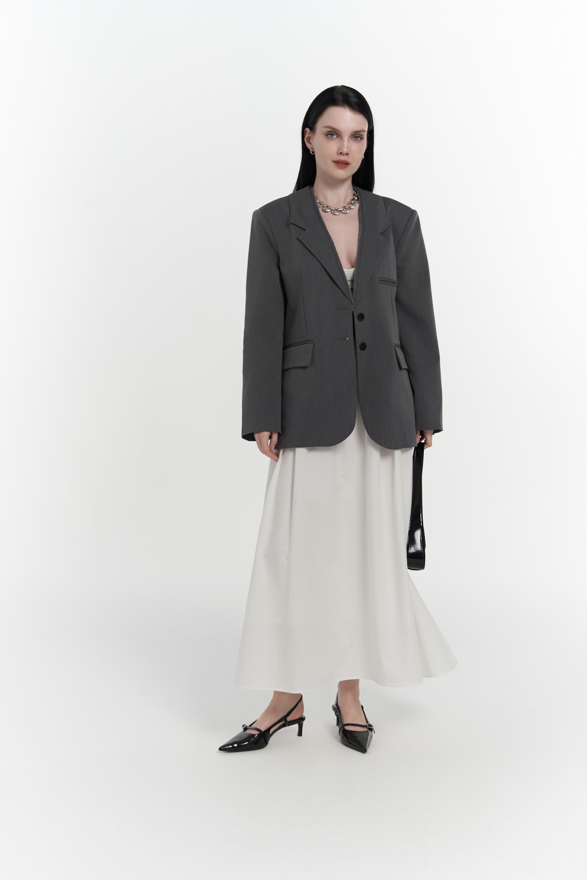 Mai Collection Volda Yaka Detay Antrasit Blazer görsel 3
