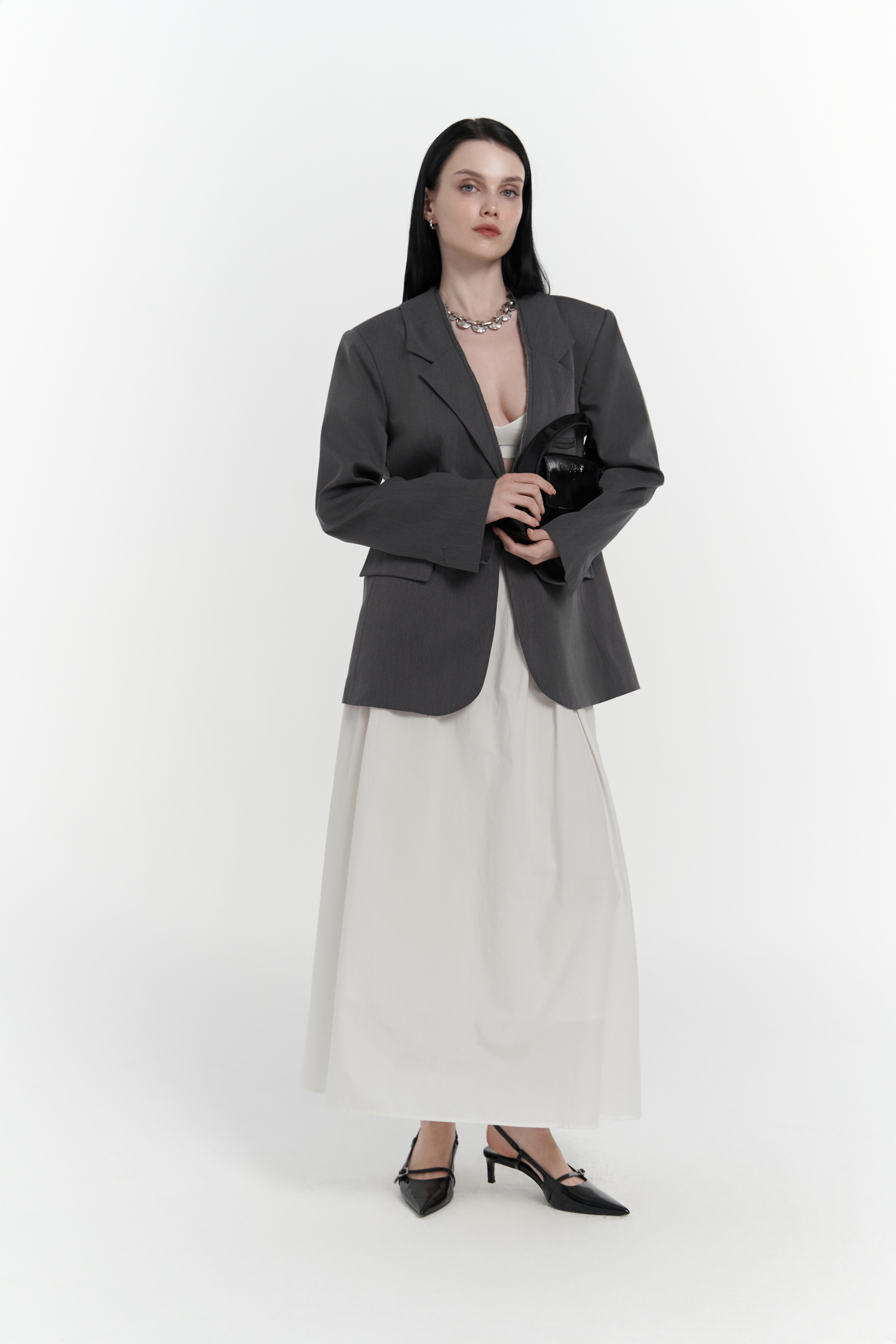 Mai Collection Volda Yaka Detay Antrasit Blazer görsel 4