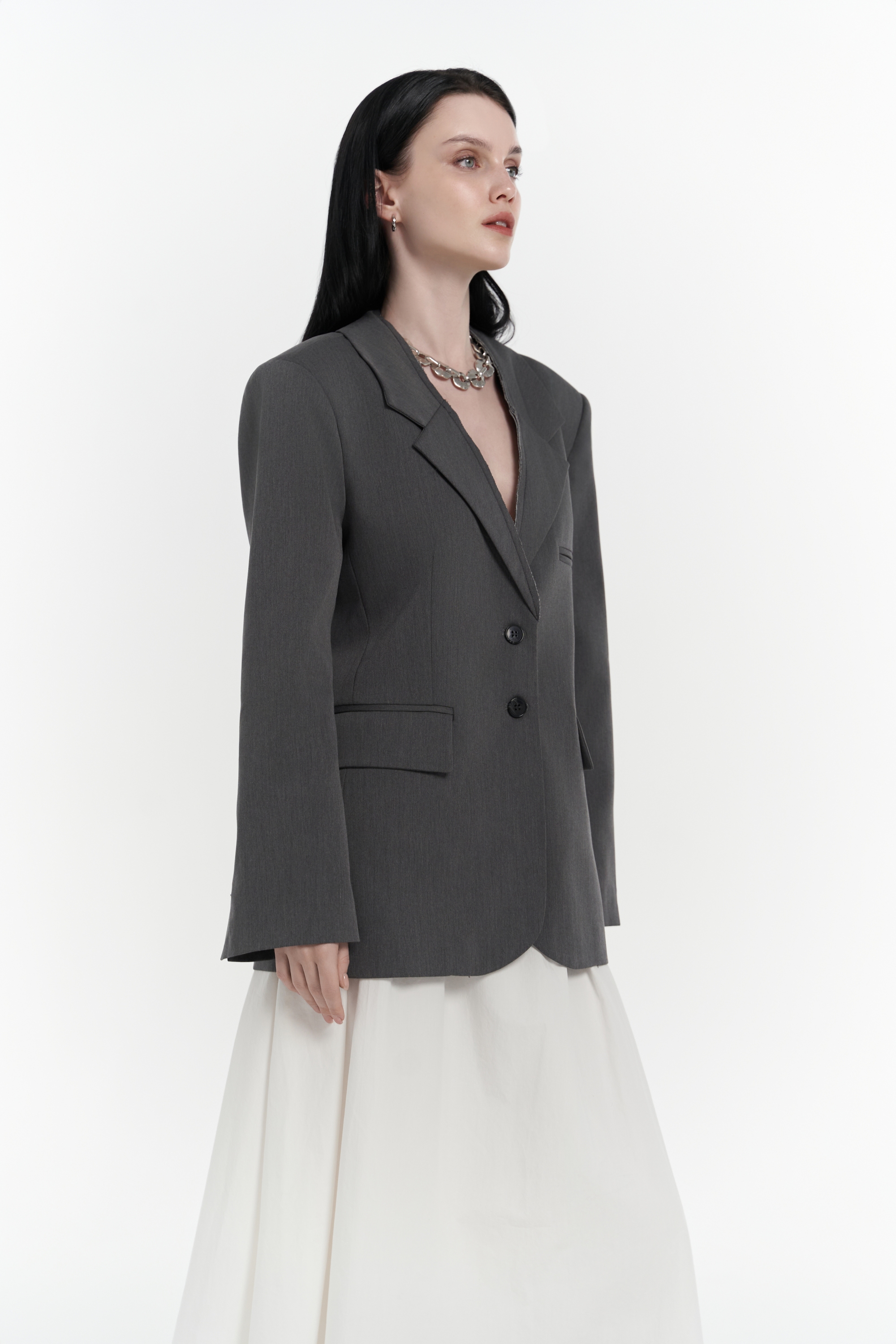 Mai Collection Volda Yaka Detay Antrasit Blazer görsel 6