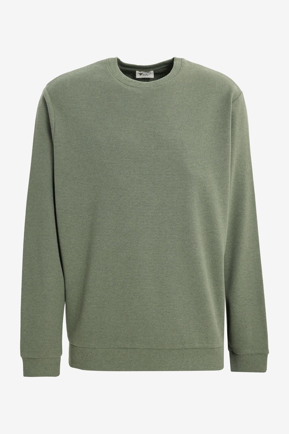 AC&Co / Altınyıldız Classics Erkek Haki 2 İplik Sıcak Tutan Standart Fit Normal Kesim Bisiklet Yaka Dokulu Sweatshirt görsel 6