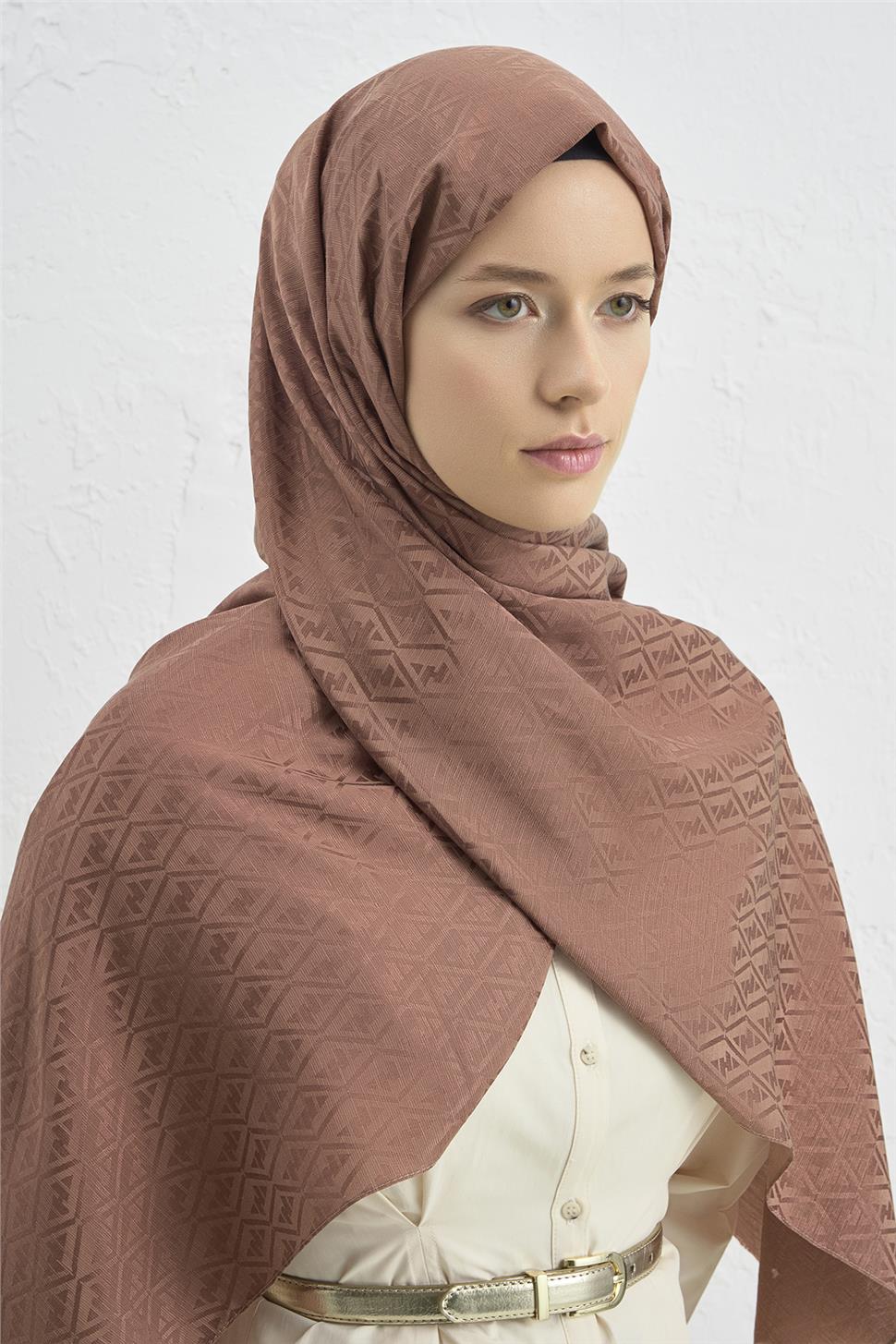 ARMİNE Elegance İpek Pamuk Monogram Şal 11 görsel 4