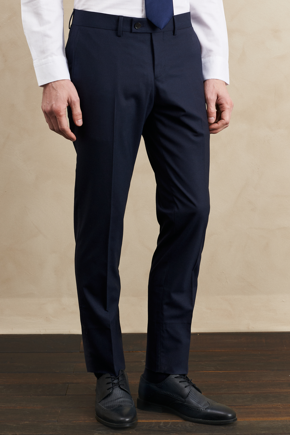 Altınyıldız Classics Erkek Lacivert Su Geçirmez Slim Fit Mono Yaka Yelekli Yünlü Nano Takım Elbise görsel 7