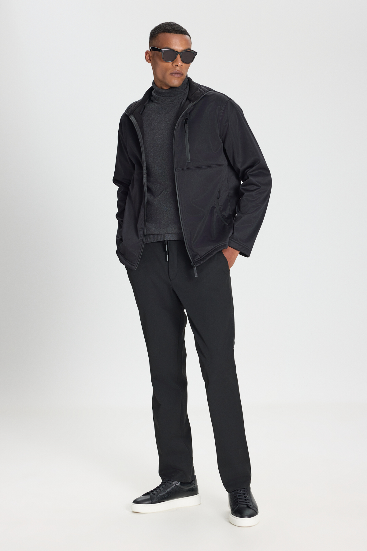 AC&Co / Altınyıldız Classics Erkek Siyah Sıcak Tutan Comfort Fit Rahat Kesim Dik Yaka Mont görsel 3