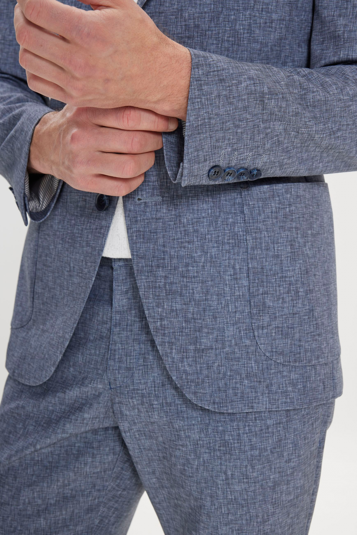 Altınyıldız Classics Erkek Lacivert Slim Fit Mono Yaka Beli Bağlamalı Desenli Takım Elbise görsel 6