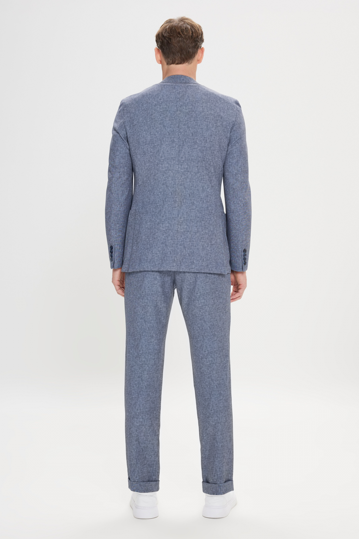 Altınyıldız Classics Erkek Lacivert Slim Fit Mono Yaka Beli Bağlamalı Desenli Takım Elbise görsel 7