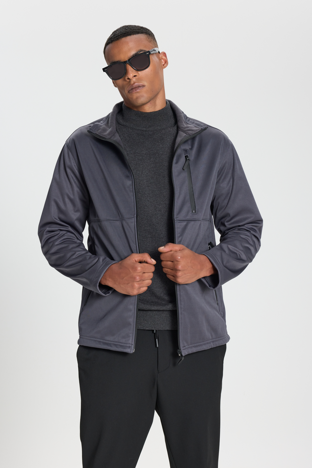 AC&Co / Altınyıldız Classics Erkek Gri Sıcak Tutan Comfort Fit Rahat Kesim Dik Yaka Mont