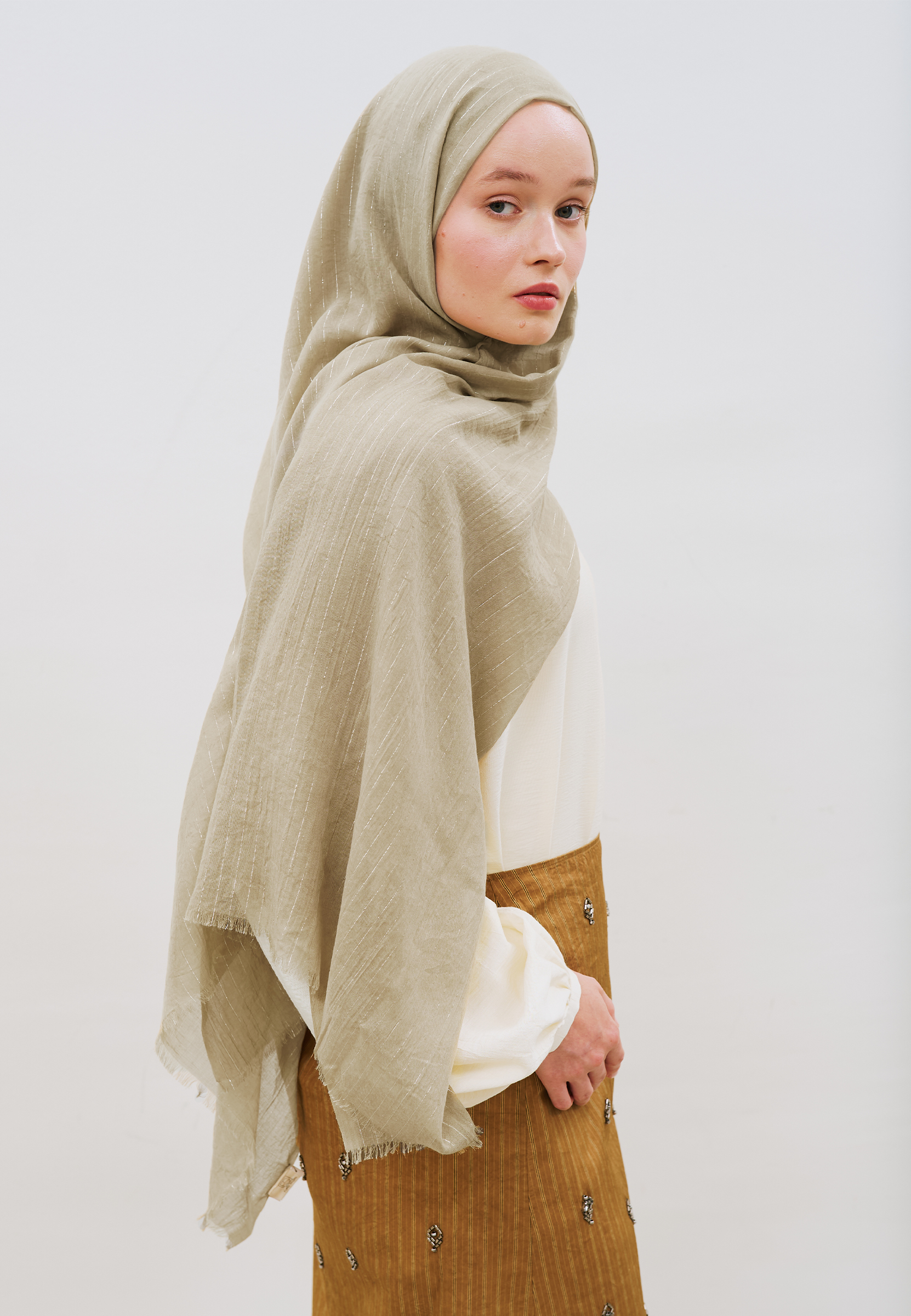 Fresh Scarfs Işıltılı Vual Şal Toprak