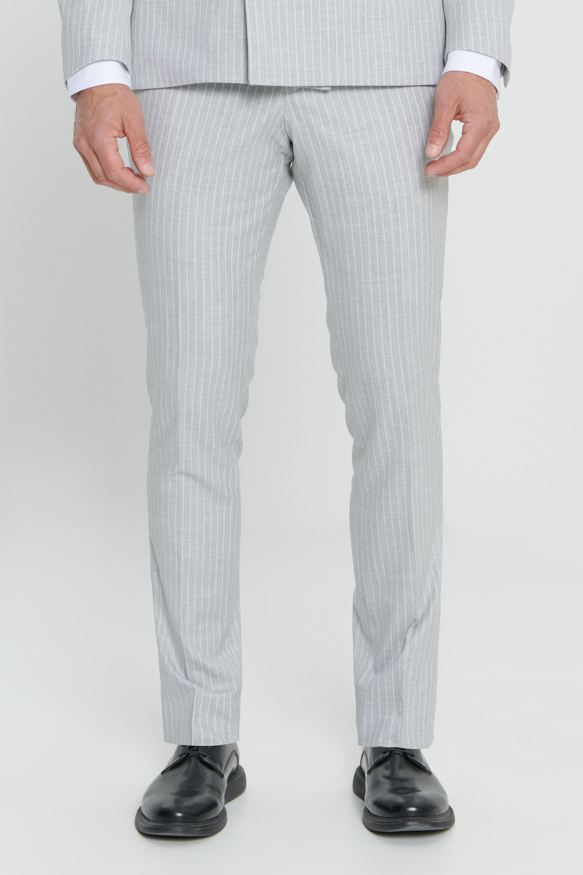 Altınyıldız Classics Erkek Açık Gri Ekstra Slim Fit Kırlangıç Yaka Çizgili Takım Elbise görsel 8