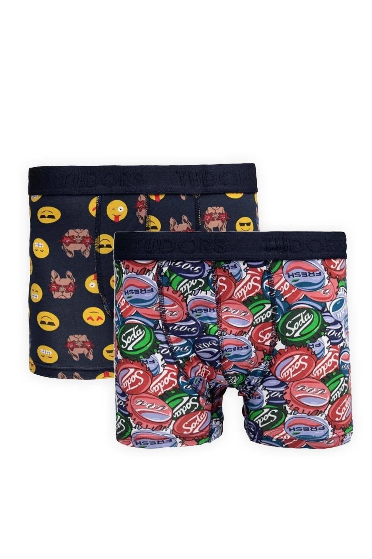 TUDORS Erkek 10'Lu Desenli Elastanlı Pamuklu Esnek Kumaş Premium Seri Boxer görsel 4